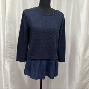 Anne Taylor LOFT Navy Blue 2 in 1 Layered Top Size sm